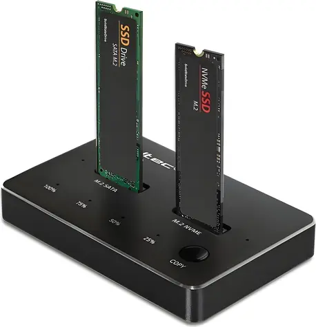 Qoltec Dokovací stanice pro 2x SSD M.2 NVMe/SATA / Dokovací stanice / USB-C / DUAL 2x2TB