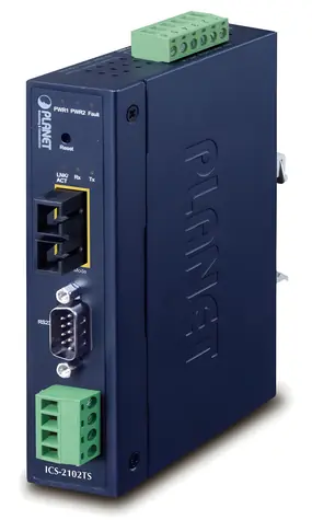 Planet průmyslový konvertor RS-232/422/485 na IP / Konvertor / 100Base-FX SC SM 30km / 9-48VDC/24VAC / -40~+75°C / IP30