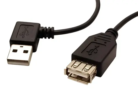 OEM Kabel USB 2.0 A-A M/F 15 cm / Prodlužovací kabel / lomený vlevo / černá