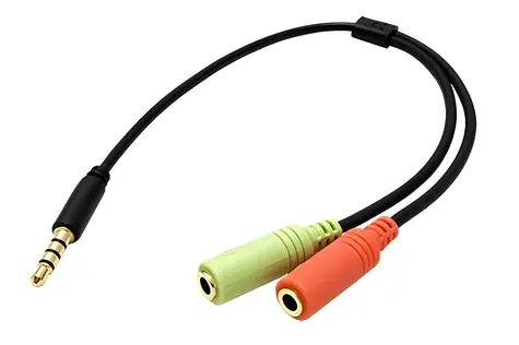 OEM redukce jack 3,5mm 4pin(M) - 2x jack 3,5mm(F) / Redukce / 25 cm / pro sluchátka a mikrofon