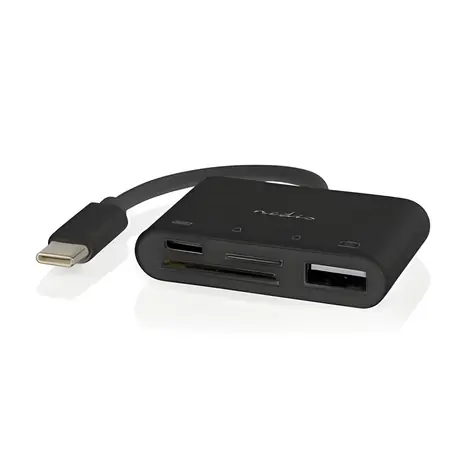 Nedis CCGB64780BK01 černá / USB-C hub / 4 porty / USB-A + USB-C / SD & microSD čtečka / USB 2.0