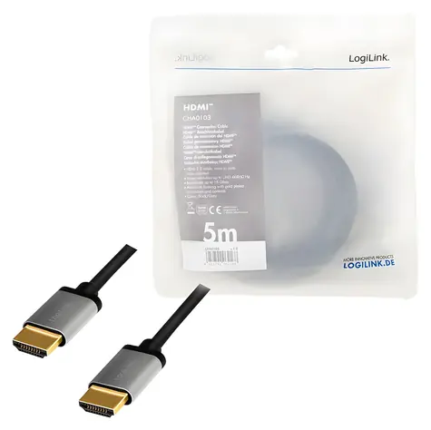 LogiLink HDMI 2.0 černá / HDMI kabel / 4K/60Hz / pozlacené konektory / 5 m