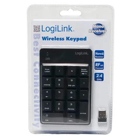 LogiLink ID0120 černá / Numerická klávesnice / Bezdrátová / 18 kláves / 2,4 GHz
