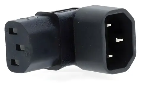 Nedis napájecí adaptér IEC-320-C14/C13 černý / Napájecí adaptér / Úhlový 90° / Vidlice C14 - zásuvka C13