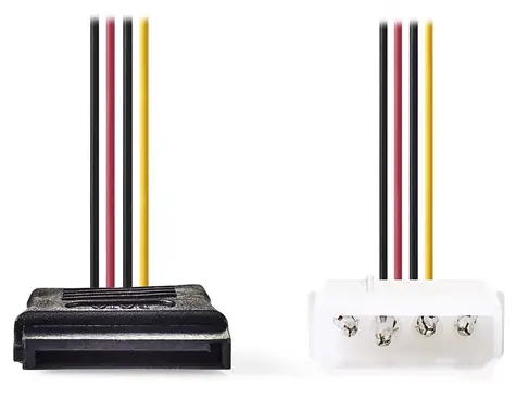 Nedis redukce napájení SATA 15-pin - Molex 4-pin / Napájecí kabel / 15 cm