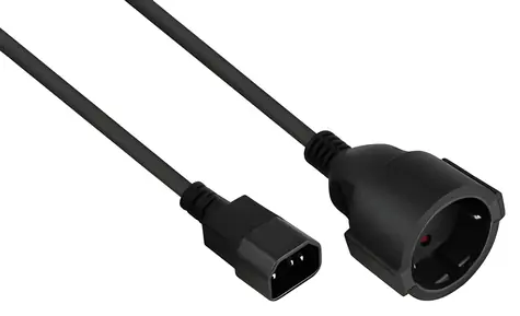 Kabelmeister Napájecí kabel IEC C14 - Schuko zásuvka 0,5 m černá / Napájecí kabel / H05VV-F / 10 A / 250 V