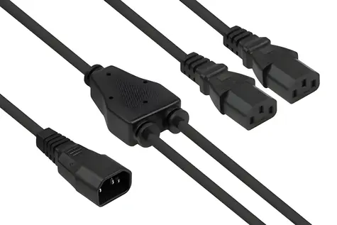 Kabelmeister Y-kabel C14 - 2x C13 černá / Napájecí kabel / 0,3 m