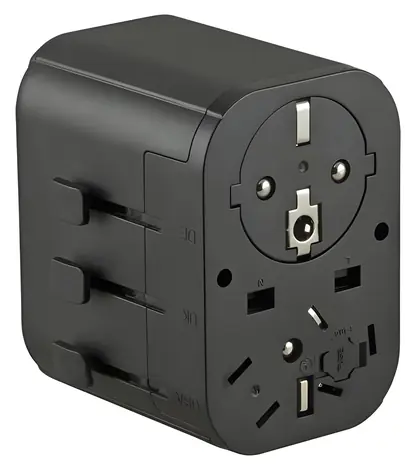 JUPIO cestovní adaptér univerzální / Cestovní adaptér / 2x USB-A + 1x USB-C / 15,5 W