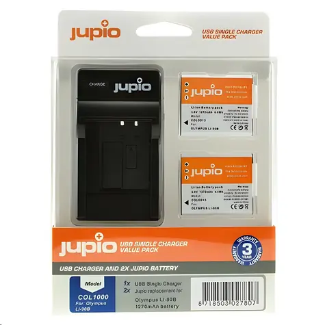 JUPIO Set 2x baterie Li-90B/92B a nabíječka pro Olympus / Sada baterie a nabíječky / 1270 mAh / Li-Ion