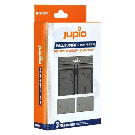 JUPIO BLS-5 a BLS-50 / Sada baterie a nabíječky / 2x 1210 mAh / pro Olympus