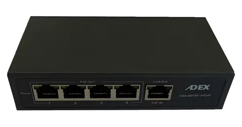 Adex ADS105FRP-4POAF / Switch / 5x LAN / 1x PoE-in reverzní / 4x PoE-out