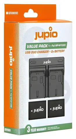 Jupio 2x NP-W126 + duální nabíječka / Sada akumulátorů a nabíječky / 1260 mAh / Pro Fujifilm