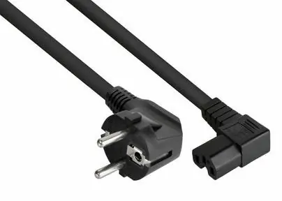 Kabelmeister napájecí kabel Schuko - C15 90° černý / Napájecí kabel / úhlový / 5 m / H07RN-F 3G 1,5 mm2