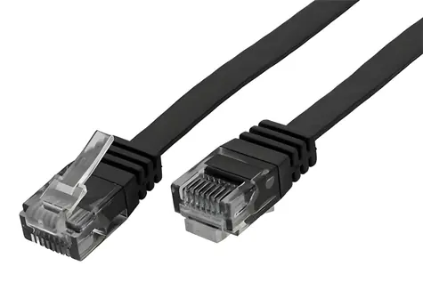 OEM UTP Cat6 černý / Patch kabel / Plochý / 15 m