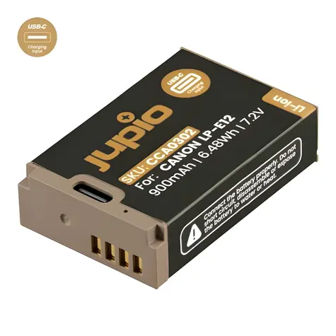 JUPIO LP-E12 Ultra C / Akumulátor pro Canon / 900 mAh / USB-C nabíjení