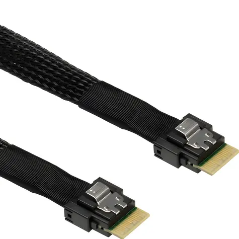 Inter-Tech MiniSAS SFF-8654-4i černá 0,7 m / Kabel / SlimSAS SFF-8654 4i / PCIe 4.0, SAS 3, SATA, 24 Gb/s