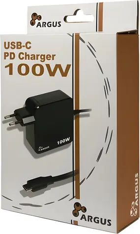 Inter-Tech Argus PD-2100 černá / Nabíječka / USB-C / PD 3.0 / 100W / kabel 1,8m
