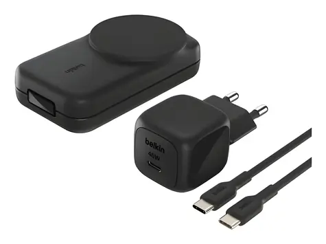 Belkin UltraCharge WIZ036kqBK černá / Bezdrátová nabíječka 3v1 / Qi2 / magnetická / skládací / 25W
