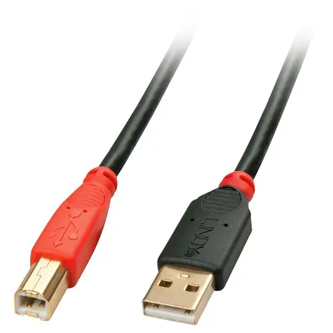 Lindy USB 2.0 aktivní černá / Kabel USB / USB-A - USB-B / 15 m / 480 Mbit/s