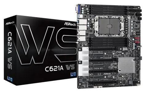 ASRock C621A WS / Základní deska / LGA 3647 / C621 / 2x CPU / DDR4 256GB / 10x SATA / ATX
