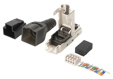 Digitus RJ-45 CAT.6a stříbrná/černá / Konektor / pro montáž v terénu / STP / 1 ks