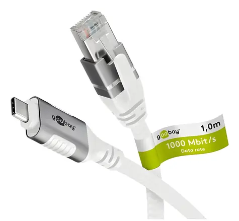 Goobay LAN adaptér USB-C - RJ-45 bílý 3 m / LAN adaptér / Cat.6 / 1 Gbit/s