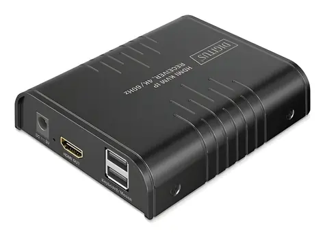 Digitus DS-55356 černá / HDMI IP přijímač / 4K 60Hz / RJ45 Gigabit Ethernet / 2x USB-A 2.0