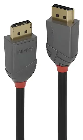 Lindy Anthra Line 10m černá / Přípojný kabel / DisplayPort 1.2 / 4K 60Hz / pozlacené konektory