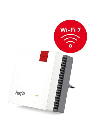 AVM FRITZ! Repeater 1700 bílá / Repeater / Wi-Fi 7 / 3568 Mbit/s / 2.4 GHz + 5 GHz / 1x Gigabit LAN