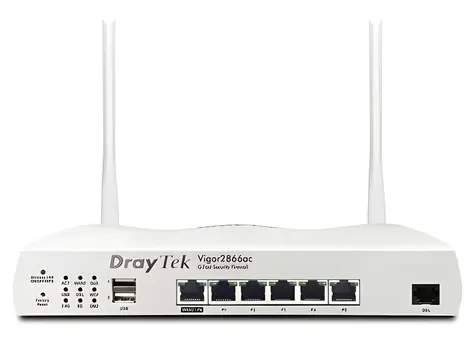 DrayTek Vigor 2866ax / Modem router / VDSL2/ADSL2+/G.Fast / Wi-Fi 6 AX / Dual-Band / 5x Gigabit LAN / USB