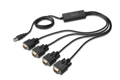 Digitus DA-70159 černá / USB adaptér / 4x RS232 / USB 2.0 / 1,5 m