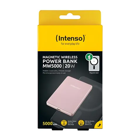 Intenso MW5000 růžová / Powerbanka / bezdrátová / MagSafe / 5000 mAh / USB-C PD 20W