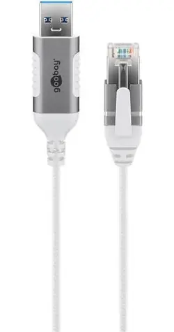 Goobay redukce USB-A - RJ-45 bílá / Redukce / USB 3.2 Gen 1 / Cat.6 / 1 Gbit/s / 10 m