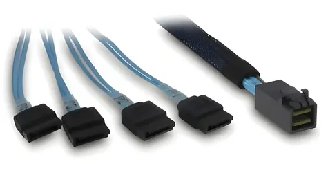 Inter-Tech 88885670 černá/modrá / Kabel / SFF-8643 - 4x SATA / 12 Gb/s / 50 cm