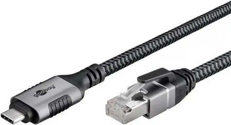 Goobay USB-C - RJ-45 černá/stříbrná / Adaptér / Cat.6 / FTP / 1 Gbit/s / 1,5 m