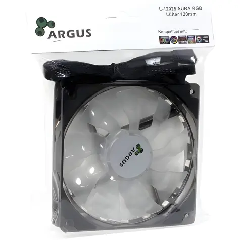 Inter-Tech Argus L-12025 černá / Ventilátor / 120 mm / RGB / 1500 RPM / 30 dB / 4-pin PWM