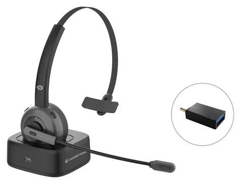 Conceptronic POLONA03BD černá / Bluetooth headset / mono / on-ear / BT 5.0 / výdrž 22 h