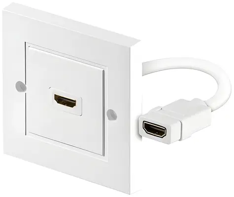 Goobay 51722 bílá / Nástěnná zásuvka HDMI / pozlacené kontakty / 4K 60Hz / kabel 18 cm