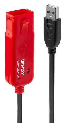 Lindy USB 2.0 Active Extension Cable Pro černá / Prodlužovací kabel / USB-A - USB-A / 12 m / 480 Mbit/s