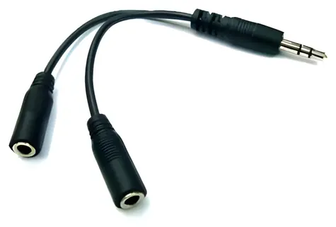 Logo / Audio rozdvojka / Jack 3,5 mm samec - 2x Jack 3,5 mm samice / stereo / 0,2 m / černá