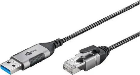 Goobay adaptérový kabel USB-A(M)-RJ-45 černá/šedá / Adaptér / USB 3.2 Gen 1 / Cat.6 / 1 Gbit/s / 5 m