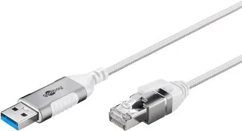 Goobay USB-A - RJ-45 Slim bílá / USB LAN adaptér / USB 3.2 Gen 1 / Cat.6 FTP / 1 Gbit/s / 1 m
