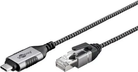 Goobay 74405 černá/šedá / Adaptér / USB-C – RJ-45 / USB 3.2 Gen2 / Cat.6 / 5 m
