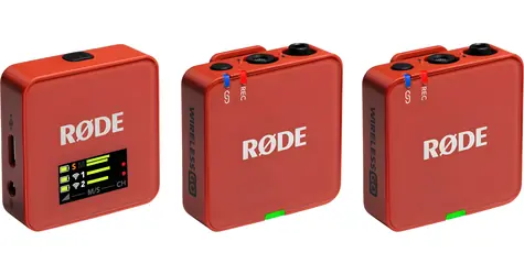 Rode Wireless GO Gen 3 tmavě červená / Bezdrátový mikrofonní systém / 2x vysílač a 1x přijímač / 3.5mm jack / USB-C