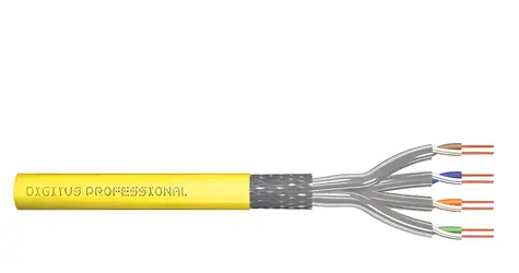 Digitus DK-1743-A-VH-1 žlutý / Instalační kabel / Cat.7a S/FTP / 100 m / AWG 22/1 / LSZH