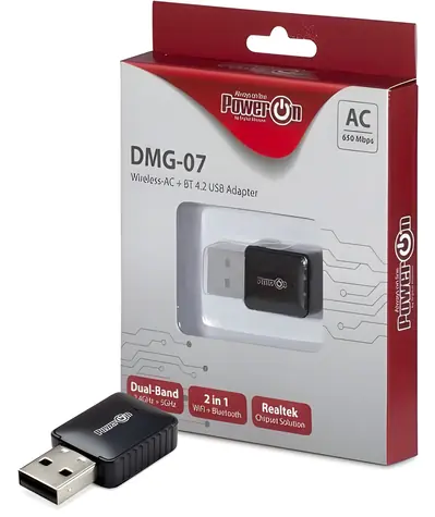 Inter-Tech DMG-07 / Wi-Fi/Bluetooth adaptér / Wi-Fi 5 / Dual-Band 650Mbps / Bluetooth 4.2 / USB 2.0