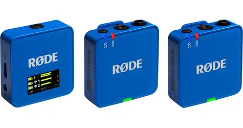 Rode Wireless GO Gen 3 kobaltově modrá / bezdrátový mikrofonní systém / 2x vysílač a 1x přijímač / 3.5mm jack / USB-C
