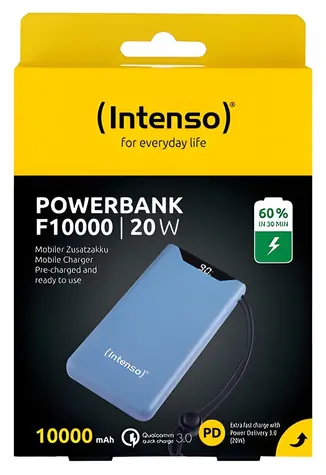 Intenso F10000 10 000 mAh modrá / Powerbanka / PD 3.0, QC 3.0 / USB-C, USB-A / 20 W