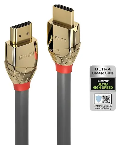 Lindy Gold Line 1m šedá / HDMI kabel / Ultra High Speed / HDMI 2.1 / 48Gbps / pozlacené konektory