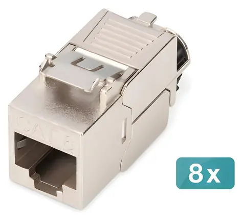 Digitus DN-93816-8 stříbrná / Keystone modul Cat.8.1 / stíněný / montáž bez nářadí / 8 ks